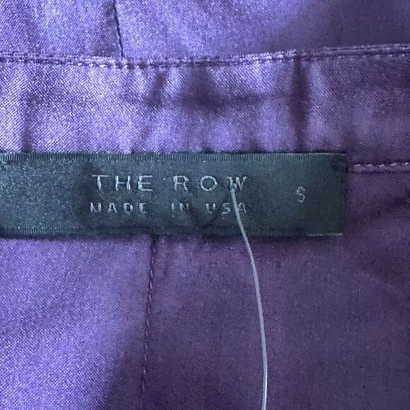 The Row Hidden Placket Mandarin Collar 100% Silk Blouse | Plum | Rare - Picture 4 of 6